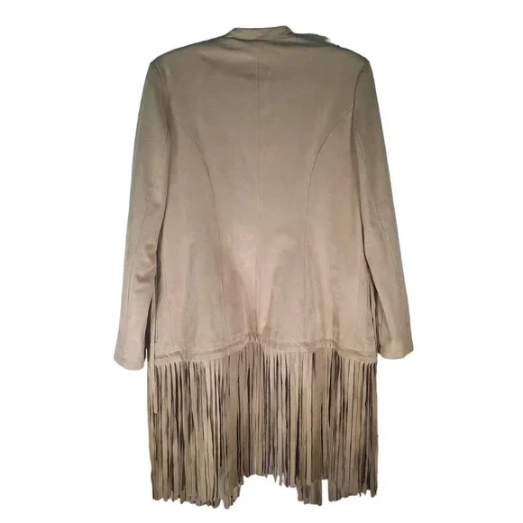 VS2 By Vakko Faux Suede Fringe Open Jacket - Picture 3 of 12